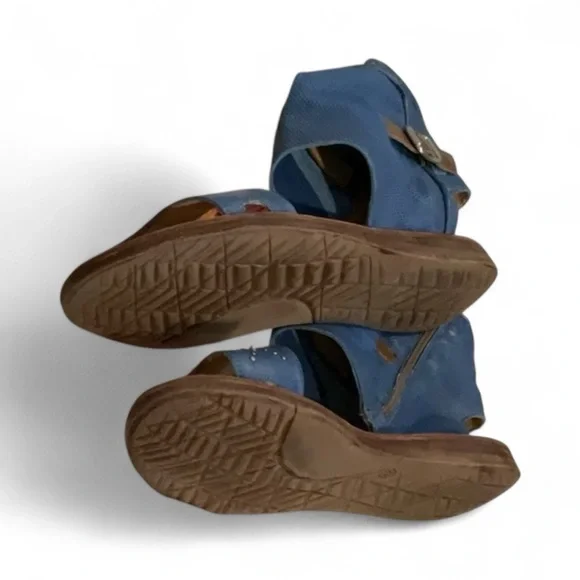 MIZ MOOZ sandals flats ankle w buckle strap cuff Blue Open-Toe back ZIPPER 42 - Picture 7 of 16